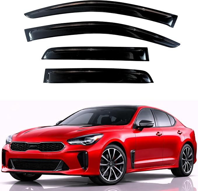 KPY Rain Guards Fit for 2017-2023 Kia Stinger, Out-Channel Window Visors Vent Wind Deflectors 4PC, Car Accessories for 17-23 Stinger
