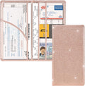 Car Registration and Insurance Holder, Car Accessories Vehicle Glove Box Car Organizer Men Women Wallet Case with Magnetic Shut for Cards, Essential Document, Driver License, Bling Rose Gold