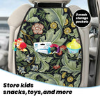 William Morris Green Floral Car Seat Back Kick Protectors Kick Mats With Storage Pockets For Vehicles To Protect From Dirt Mud Scratches 2 Pack