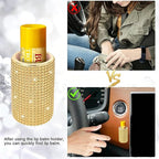 Upright Car Chapstick Holder, Bling Insulating Lip Balm Holder,Rhinestone Car Accessories for Women Interior,Suitable for Most Vehicles. (Yellow)