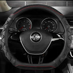D-Shaped Steering Wheel Cover, Leather Car Wheel Protector with 3D Honeycomb Anti-Slip Design, Universal Breathable Comfy Cover Fits 14.5-15 Inch Steering Wheels, Car Accessories (Black)