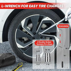 Car Jack 2 Ton (4409 lbs), Scissor Car Jack Kit with Extended & Widened Base, 360° Rotatable Rubber Pad, Tire Changing Kit with Ratchet & Lug Wrench - Scissor Lift Jacks for Cars, SUV, MPV