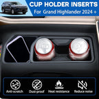 2PCS Center Console Cup Holder Inserts for 2024 2025 2026 Toyota Grand Highlander Accessories TPE Cup Holder Protector Drink Holder Coaster Liner for Grand Highlander Interior Black