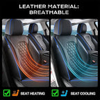 Coverado Full Set Car Seat Covers, Front & Back Luxury Faux Leather Waterproof Seat Covers,Car Seat Protectors, Universal Fit for Most Vehicles-Black & Blue