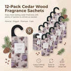 Large 12 Packs Cedar Wood Hanging Closet Deodorizer Air Freshener Long Lasting Scented Sachets Smell Goods for House