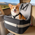 Dog Car Seat for Small/Medium Dogs Up to 35 lbs – Patented Safety System, 5" Memory Foam Pet Booster Car Seat, Fully Detachable and Washable Dog Carseat with 2 Storage Pockets (Black & Grey)