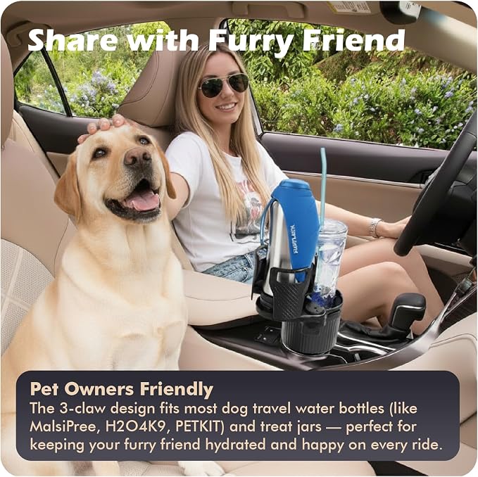 Upgraded Car Cup Holder Expander,2 in 1 Extra Cup Holder for Car, Double Automotive Cup Holder Extender Adapter, Fits Hydro Flask, Yeti, Nalgene, 32/40 oz Large Bottles Drinks Mugs