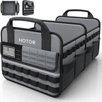 Tactical Car Trunk Organizer - Foldable Trunk Organizer for SUV with Front MOLLE Pocket & Reflective Strips, Essential Car Accessories for Tools & Outdoor Storage, 12.8" x 21.7" x 11.0", Grey