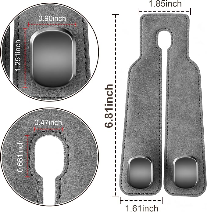 SUKIPIN Car Hooks, Car Seat Headrest Hooks for Purses and Bags 2-Pack Gray | Car Accessories for Women, Solid Durable Construction, Quick Tool-free Mounting, Universal Fit for Most Vehicle Headrests