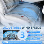 Upgraded Cooling Car Seat Cover, 12V-24V Ventilated Car Seat Cushion, 3-Speed Adjustable Cooling Car Seat Cushion, Breathable Mesh & Leather Cooling Seat Pad Universal Fit Car SUV Truck Van-Gray