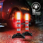 XTREME STP LED Road Flares, Emergency Road Flares for Vehicles, Car Flares with 3 Alert Modes, Magnetic Base, Foldable Stand, Emergency Roadside Lights, Visible Up to 1 Mile, White Flashlight