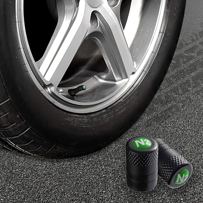 Tire Valve Stem Caps, Anodized Aluminum Tire Valve Cap Set | Corrosion Resistant, Universal Stem Covers for Cars Trucks Motorcycles SUVs and Bikes (Black-N2)