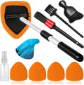 10pcs Windshield Cleaner Tool, Car Window Cleaning Wash Kit with 4 Reusable Microfiber Pads 1 Spray Bottle and Extendable Handle Auto Glass Wiper Kit, Orange