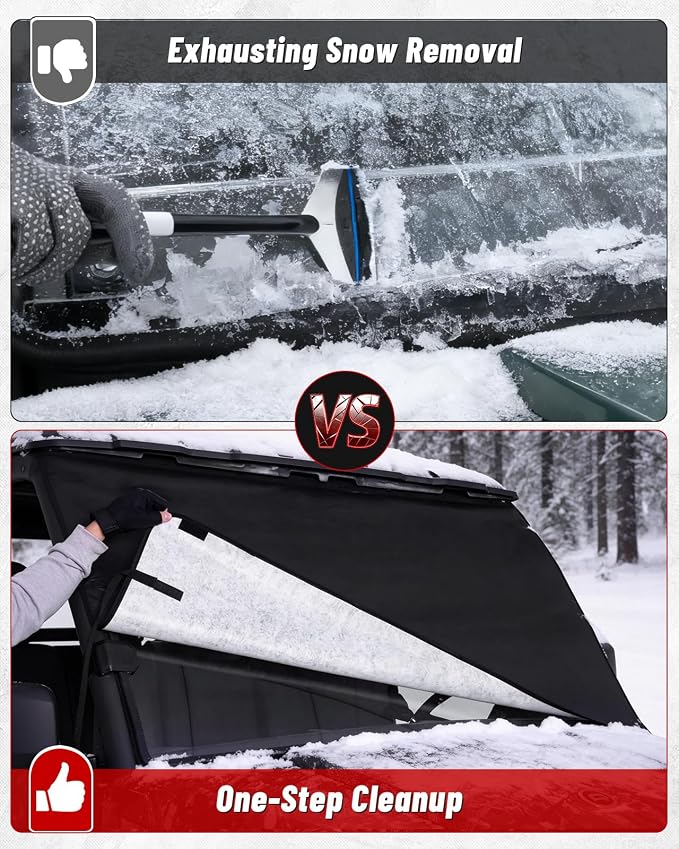 UTV Windshield Snow Cover Compatible with Cfmoto Uforce 1000/1000 XL 2019-2025 and U10 Pro, Waterproof Transport Windshield Protector for Ice and Snow (Black)