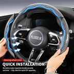 Universal Steering Wheel Cover,Carbon Fiber,3pcs Set(silver) | Clip-On Segmented Fit;Carbon Fiber Look;Fits Most 14-16 in Round or D-Shaped Wheels;Easy Wipe Clean;Non Slip;4 Colors