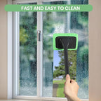Windshield Cleaner Tool Car Window Cleaner with 6 Reusable and Washable Microfiber Pads and Extendable Handle Auto Inside Glass Wiper Kit (Green)