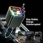 7 in 1 Retractable Car Charger,102W Star Lights Fast Charging Car Charger | Car Charger USB C,Car Accessories,Voltage Smart Display,3 Retractable Cables for iPhone 17 Pro/16/15/14,Galaxy S26,Pixel 10