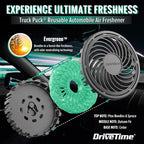 Truck Puck Evergreen Fragrance Car Air Freshener – Long-Lasting Car Deodorizer, Refillable Vent & Visor Clip Auto Air Freshener for Car, Truck & SUV, Premium Fragrance, Pack of 3
