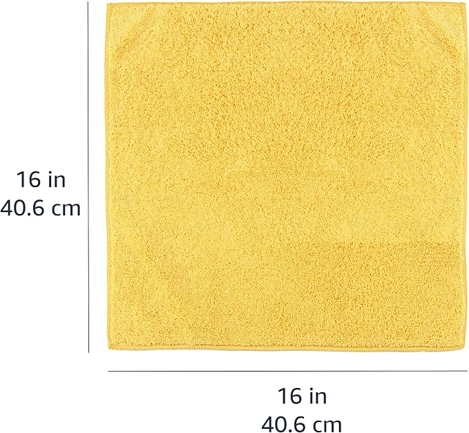 Microfiber Car Drying Towels, Highly Absorbent, Lint Free, Scratch Free, Ultra-Soft, Car Detailing, Buffing and Polishing, 16" x 16", Yellow, 12-Pack