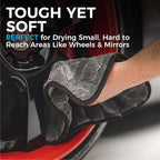 Gauntlet Car Drying Towel, Ultra-Absorbent 70/30 Blend Korean Microfiber, Dries Vehicles Faster Without Scratching, 900 GSM, 12x12 Inches, Ice Grey/Grey, 3-Pack