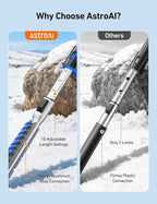 47.2" Ice Scrapers for Car Windshield, 3 in 1 Sturdy Snow Brush with Squeegee, 10 Adjustable Length Settings, Extendable Aluminum Handle, 180° Pivoting Snow Scraper for Car, Truck, SUV(Blue)