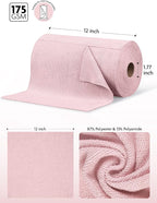 Microfiber Cleaning Cloth Rolls- 150 Sheets (2 Rolls of Pink) | 12'' by 12'', Super Absorbent, Lint-free, Tear-away Microfiber Towel Roll, for All-Purpose Cleaning