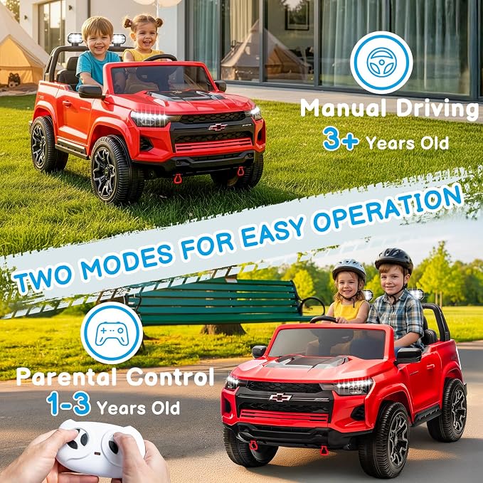 24V Licensed Colorado Electric Car for Kids, Ride on Toys for Toddlers with Remote Control, 2 Seater Electric Car Ride On Vehicle w/Bluetooth, Soft Start, LED Lights - Red