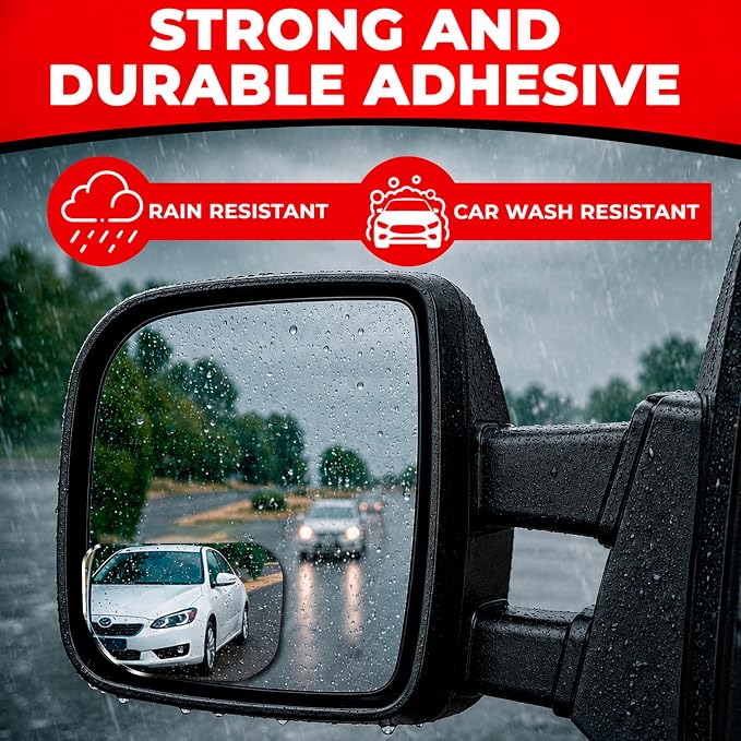 XLarge Blind Spot Mirror for Trucks 3.6"X2.5" - HD Glass Frameless Convex Mirror for Truck with Wider View and Improved Traffic Safety