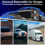 [Apple MFi Certified] Retractable Car Charger, 120W USB C Car Charger Dynamic Power Adapter 4 in 1 PD/QC Type C Fast Charging Cigarette Lighter for iPhone 17/17 Pro Max/16 Pro/15/Galaxy/Pixel