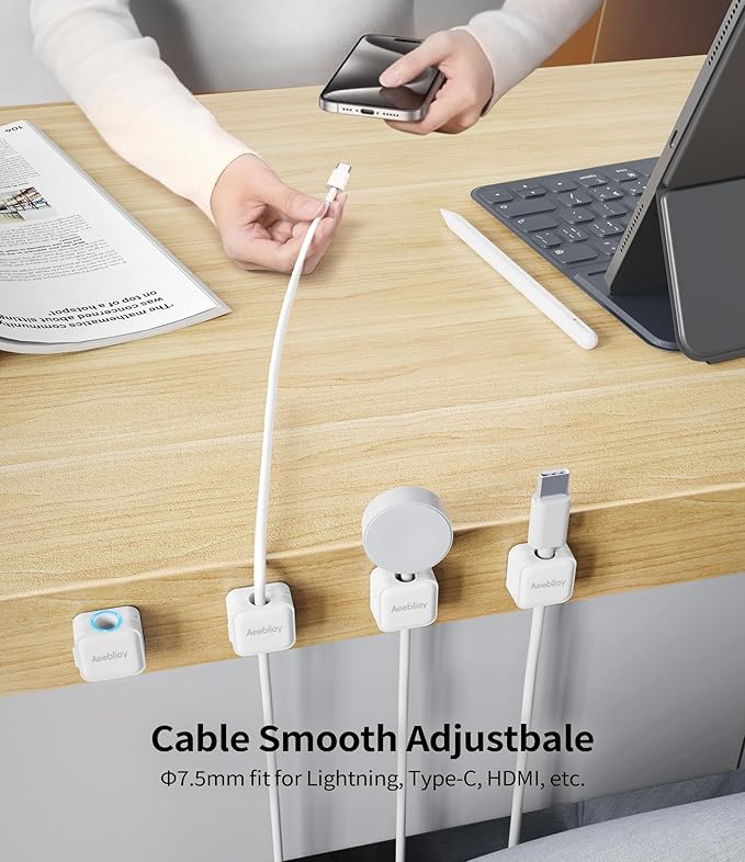 9 Pack Magnetic Cable Clips Cord Organizer,Desk Cable Management Accessories,Cord Clips,Adhesive USB Wire Holder Keeper Organizer for Home Office Desk Phone Car Wall Desktop Nightstand cable organizer