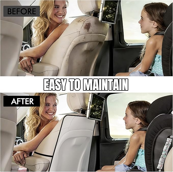2PCS Kick Mats Back Seat Protector for Kids, Waterproof PVC Car Back of Seat Protector, Seatback Cover for Car Front Seats, Protection Against Dirt Dust Mud Scratches and Stain (Transparent)