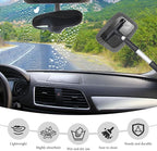 Car Windshield Cleaner Tool, Detachable Car Window Cleaner with Aluminum Extendable Handle & 2 Reusable Cloth Pads, Washable Vehicle Windshield Cleaning Wand for Exterior (Gray)