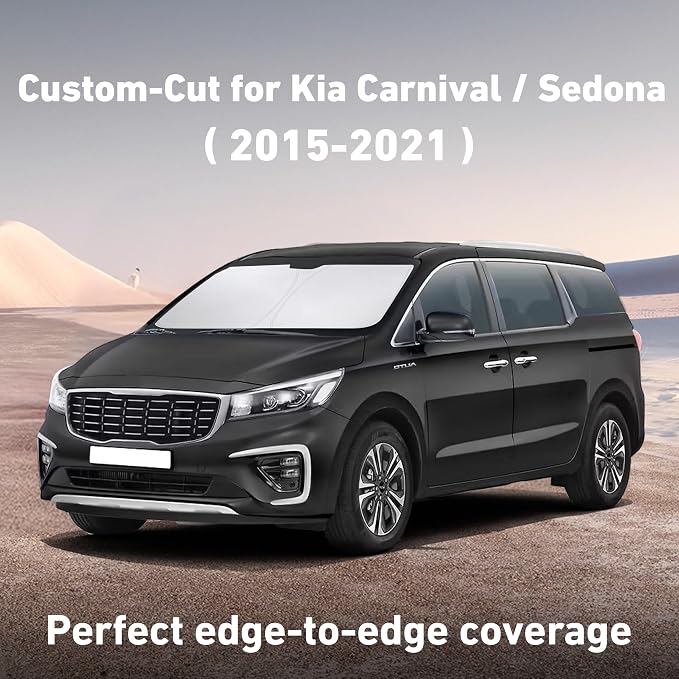 Windshield Sunshade Compatible for Kia Carnival/Sedona 2015-2019 2020 2021, Sun Visor for Front Windshield & Window Sun Shade Cover, UV Heat Blocker & Protector, Car Accessories