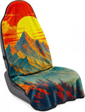 Car Seat Towel Cover for Front Seats, 1Pc Sweat Absorbent Car Seat Protector with Non-Slip Backing, Waterproof Towel Car Seat Covers for Runners, Gym, Swimming, Beach, Pets, Mountain Sunset