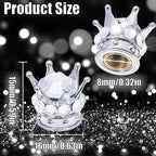 4PCS Crown Bling Tire Stem Valve Caps, Crystal Diamond Car Wheel Tire Valve Caps Universal Copper Core Stem Covers for Cars, SUV, Trucks, Bikes, Motorcycles, Bicycles (Silver)