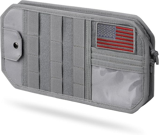 Molle Car Sun Visor Organizer, Fit Most Car Truck Patrols Van SUV | Auto Accessories Semi-Rigid MOLLE Panel, with Zipper Storage Pouch, Glasses Holder, for Gears Road Trip Daily Driving