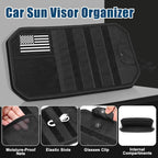 Car Sun Visor Organizer, Car Visor Organizer with Multi-Pocket Net Zipper, Sun Visor Storage with Multiple Storage Compartments for Universal Most Vehicles, 2 Pcs, Black
