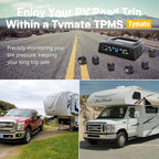 TM2 RV Tire Pressure Monitoring System, Solar Charge TPMS, 6 Sensors & 5 Alarm Modes, Color Display, W/Repeater for Longer Distance Transmission, 0-144 PSI for RV Trailer Camper Fifth Wheel