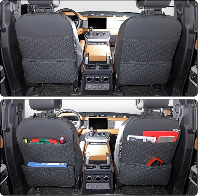 Seat Back Protector,Shields Seat Backs From Kicks and Adds Storage | kick mats back seat protector easy to install and clean, well-crafted, sturdy, durable and stylish.2 Pack