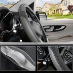 Black and Gray Microfiber Auto Car Steering Wheel Cover Universal 15 inch