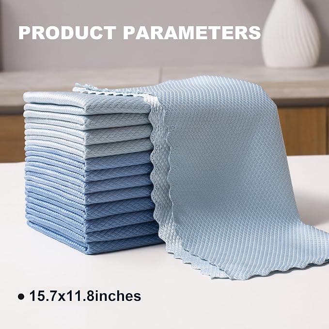 Fish Scale Streak Free Magic Glass Window Cleaning Cloth, Microfiber Cleaning Cloth, Reusable Absorbent Shiny Wipes, Microfiber Towels, Lint Free Dish Drying Polishing Towels, 5 pcs