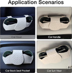 KINIVA Sunglasses Holder for Car Visor Leather Glasses Case with Clips for Car Visor Automotive Interior Visor Accessories Apply to All Car Models (09 Beige)