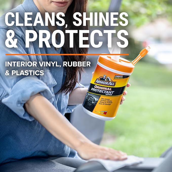 Car Interior Original Protectant Wipes, 90 Count, UV Protectant | Car cleaner wipes for vinyl, rubber, plastic, trim, and dashboards with a non-greasy, streak-free medium shine