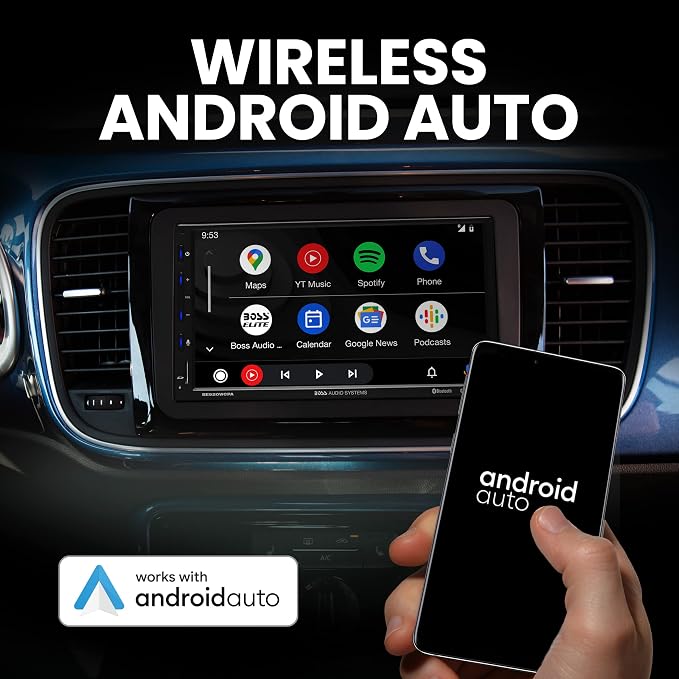 Elite BE920WCPA Car Stereo - 7" Display, Wireless Apple CarPlay & Android Auto Head Unit, Double DIN Touch Screen Car Stereo, Bluetooth, AM/FM Radio, USB, No CD/DVD Player