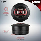 SQT1 1.3" Multi-Mount PEI Mini Dome Tweeter with 0.8" Voice Coil, Neodymium Magnet, Pair