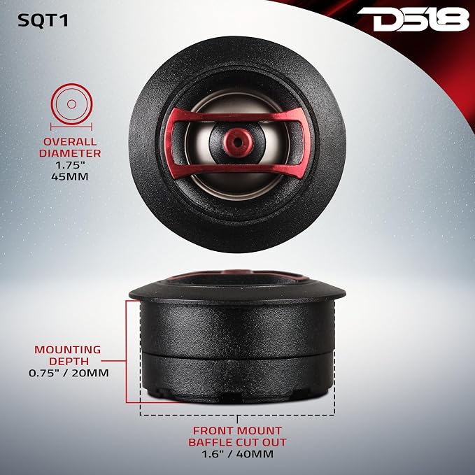 SQT1 1.3" Multi-Mount PEI Mini Dome Tweeter with 0.8" Voice Coil, Neodymium Magnet, Pair