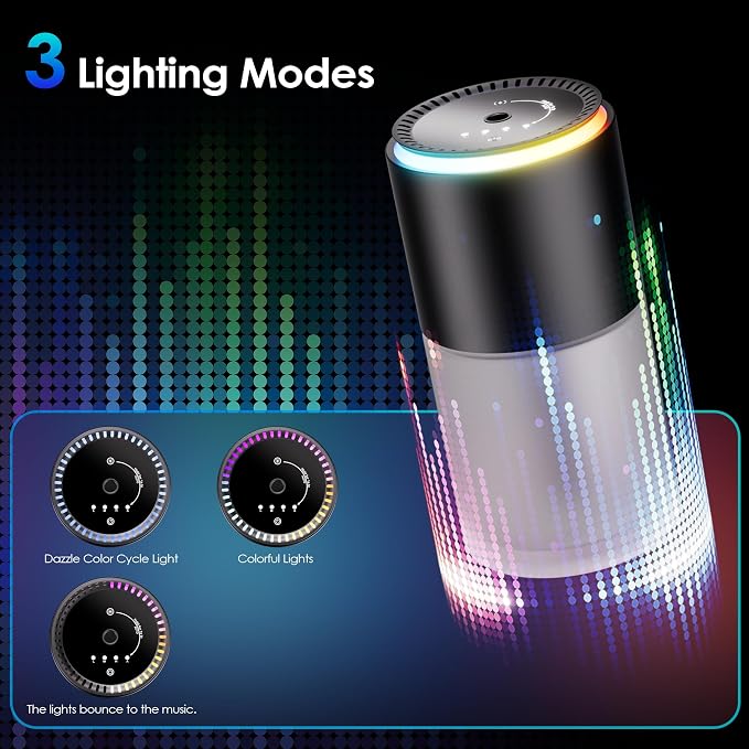 Klomsuw Car Air Freshener,Smart Car Air Freshener,car Diffuser with 150 ML (5oz) Capacity Multi-fragrance,RGB Music Syncing Light, Auto On/Off (Angels)