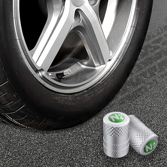 Tire Valve Stem Caps, Anodized Aluminum Tire Valve Cap Set, Corrosion Resistant, Universal Stem Covers for Cars Trucks Motorcycles SUVs and Bikes (Sliver-N2)