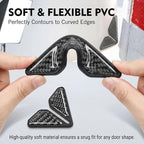 2 PCS Car Door Corner Edge Guards, PVC Soft Rubber Thickened Anti-collision Protector, Carbon Fiber Sporty Style Decorative Sticker, Exterior Accessory for Most Cars (Black)