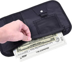 Car Sun Visor Organizer, Vehicle Interior Accessories Storage Pouch Auto Registration Holder with Elastic Strap for Sunglass, Documents, Cards, Pen, Drivers License, etc. (Black)